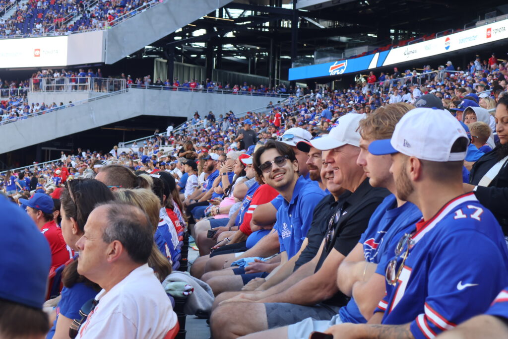 Fans watching from the upper concourse