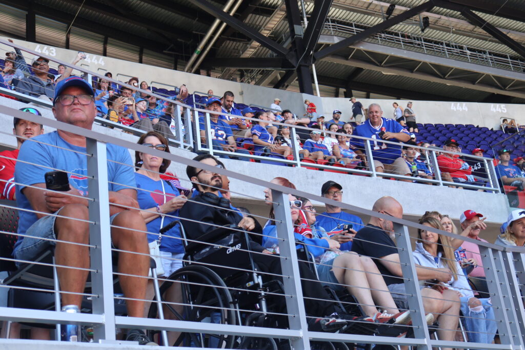 An accessible viewing platform overlooking the field