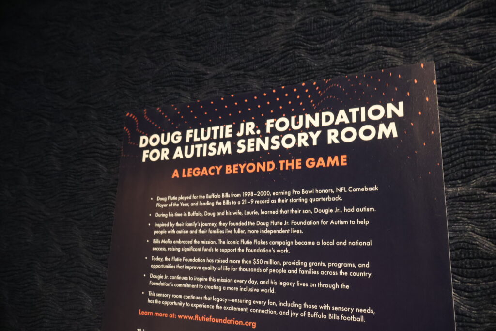 The sensory room story panel describing the Foundation's history