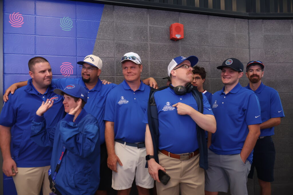Attendees gathered together outside the sensory room
