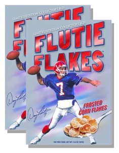 Two boxes of Flutie Flakes, the 2026 collector's edition, stacked one behind the other